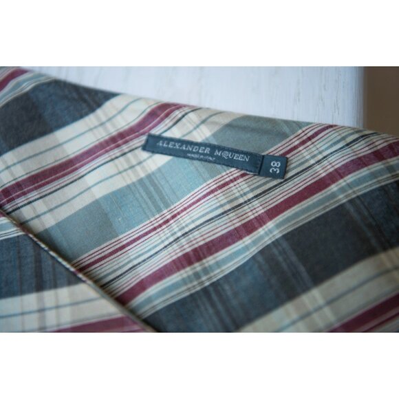 RARE Alexander McQueen Micro-Pleated 100% Cotton Plaid Flared Mini-Skirt sz 38 - Picture 6 of 6